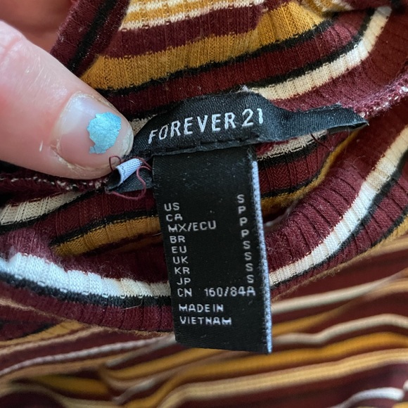 Forever 21 Striped Maroon and Gold Ribbed Mock Turtleneck Dress - Picture 5 of 6
